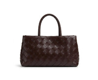 Weaved oil waxed calf leather handle shoulder tote Bag Mirror Length 23 cm - Width 42 cm Woman Y9113 Coffee