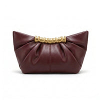 JW PEI - Leia Pleated Clutch in Vegan Leather 15 cm - Width 20 cm Mirror Woman 006 Burgundy