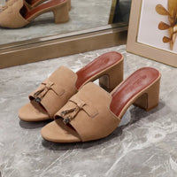 Loro Piana Suede Summer Charms Slide Sandals Woman VR-8 Havan