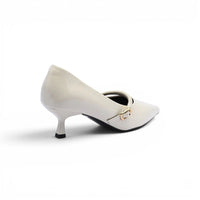Pointed Toe Ladies Buckle Stiletto Heels Fashion PU Leather Woman 25258 Beige