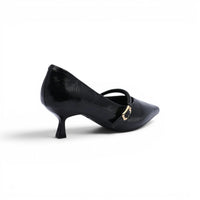 Pointed Toe Ladies Buckle Stiletto Heels Fashion PU Leather Woman 25258 Black