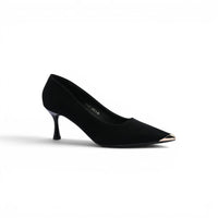 Pointed Stiletto Heel Shoes In Faux Suede Woman 25267 Black