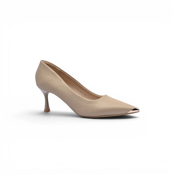 Pointed Stiletto Heel Shoes In Faux Suede Woman 25267 Beige