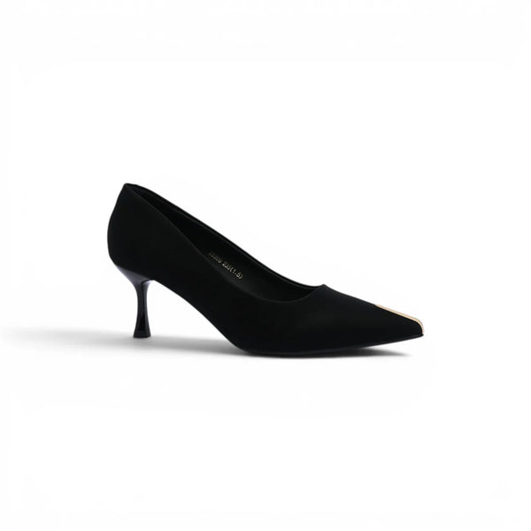 Pointed Stiletto Heel Shoes In Faux Suede Woman 25269 Black