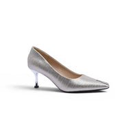 Pointed Stiletto Heel Shoes In Faux Suede Woman 25269 Silver