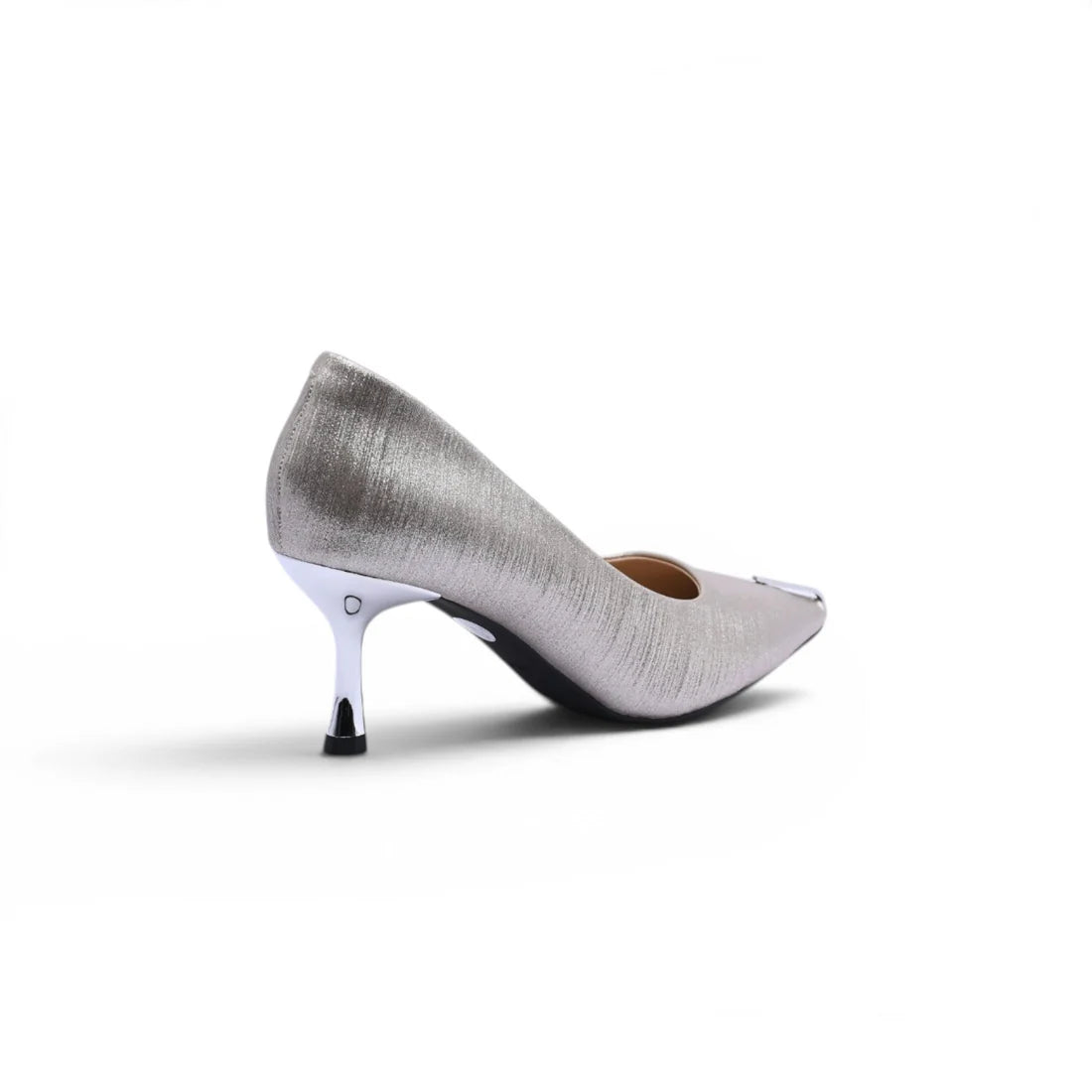 Pointed Stiletto Heel Shoes In Faux Suede Woman 25269 Silver