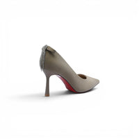 Pointed Stiletto Heel Shoes In Faux Suede Woman 25272 Beige