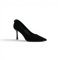 Pointed Stiletto Heel Shoes In Faux Suede Woman 25272 Black