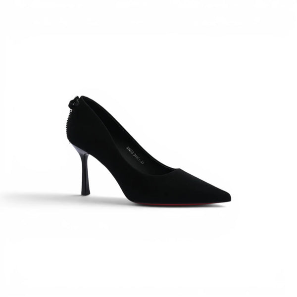 Pointed Stiletto Heel Shoes In Faux Suede Woman 25272 Black