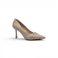 Pointed Stiletto Heel Shoes In Faux Suede Woman 25278 Beige