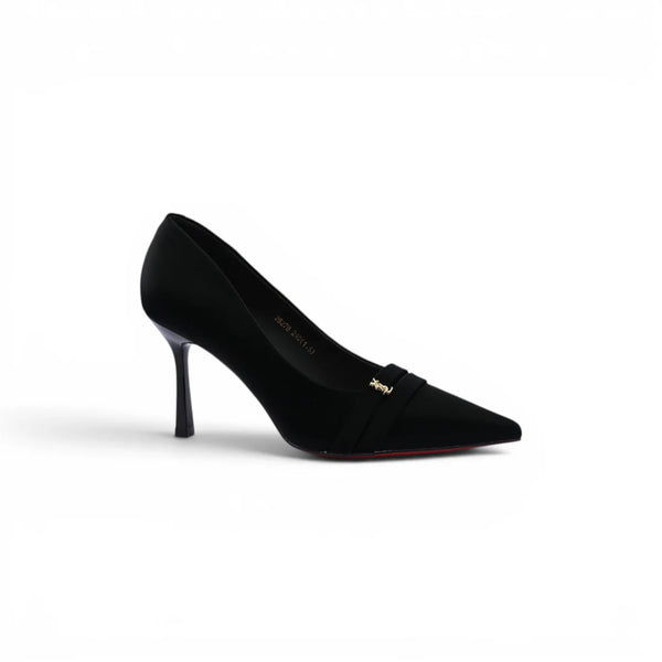 Pointed Stiletto Heel Shoes In Faux Suede Woman 25278 Black