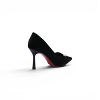 Pointed Stiletto Heel Shoes In Faux Suede Woman 25278 Black