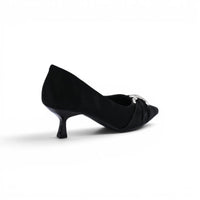 Pointed Stiletto Heel Shoes In Faux Suede Crystal embellished Pump Woman 25261 Black