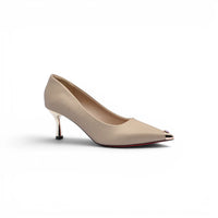 Pointed Stiletto Heel Shoes In Faux Suede Crystal embellished Pump Woman 25253 Champagne