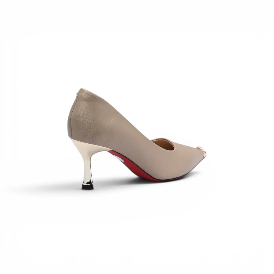 Pointed Stiletto Heel Shoes In Faux Suede Crystal embellished Pump Woman 25253 Champagne