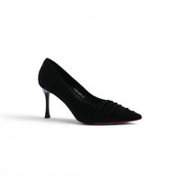 Pointed Stiletto Heel Shoes In Faux Suede Woman 25268 Black