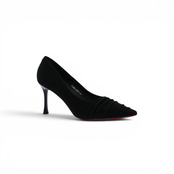Pointed Stiletto Heel Shoes In Faux Suede Woman 25268 Black