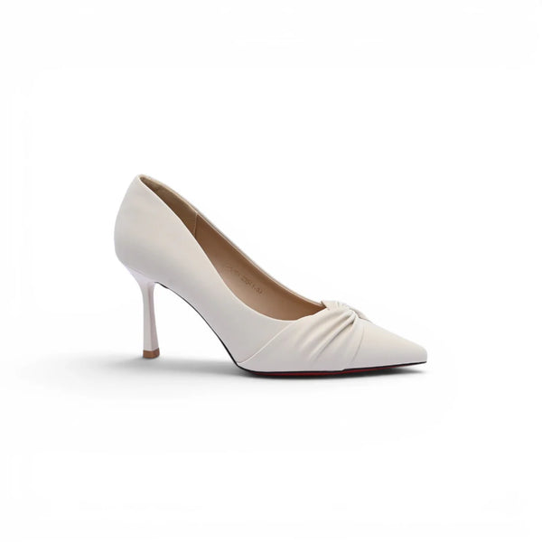 Pointed Stiletto Heel Shoes In Faux Suede Woman 25301 White