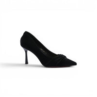 Pointed Stiletto Heel Shoes In Faux Suede Woman 25301 Black