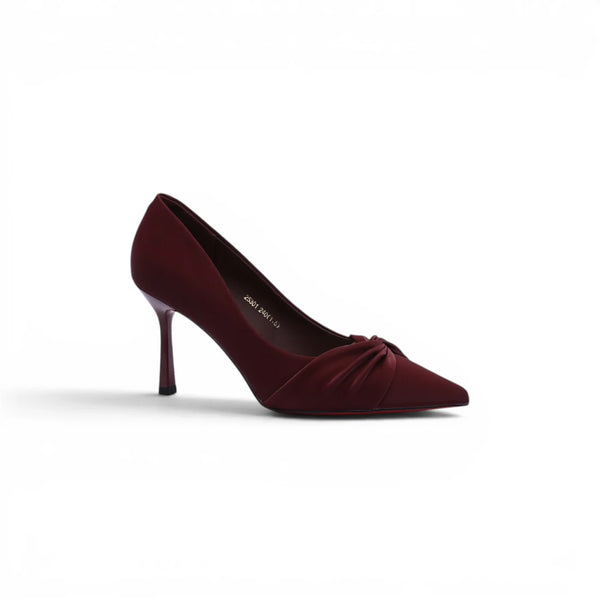 Pointed Stiletto Heel Shoes In Faux Suede Woman 25301 Burgundy