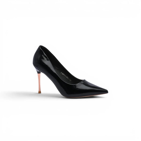 Patent Leather Pointed Stiletto Heels Woman 8811-1 Black