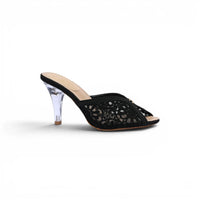 Chanel Designer Slide Chunky Block Heel Sandal with Woman 898-6 Black