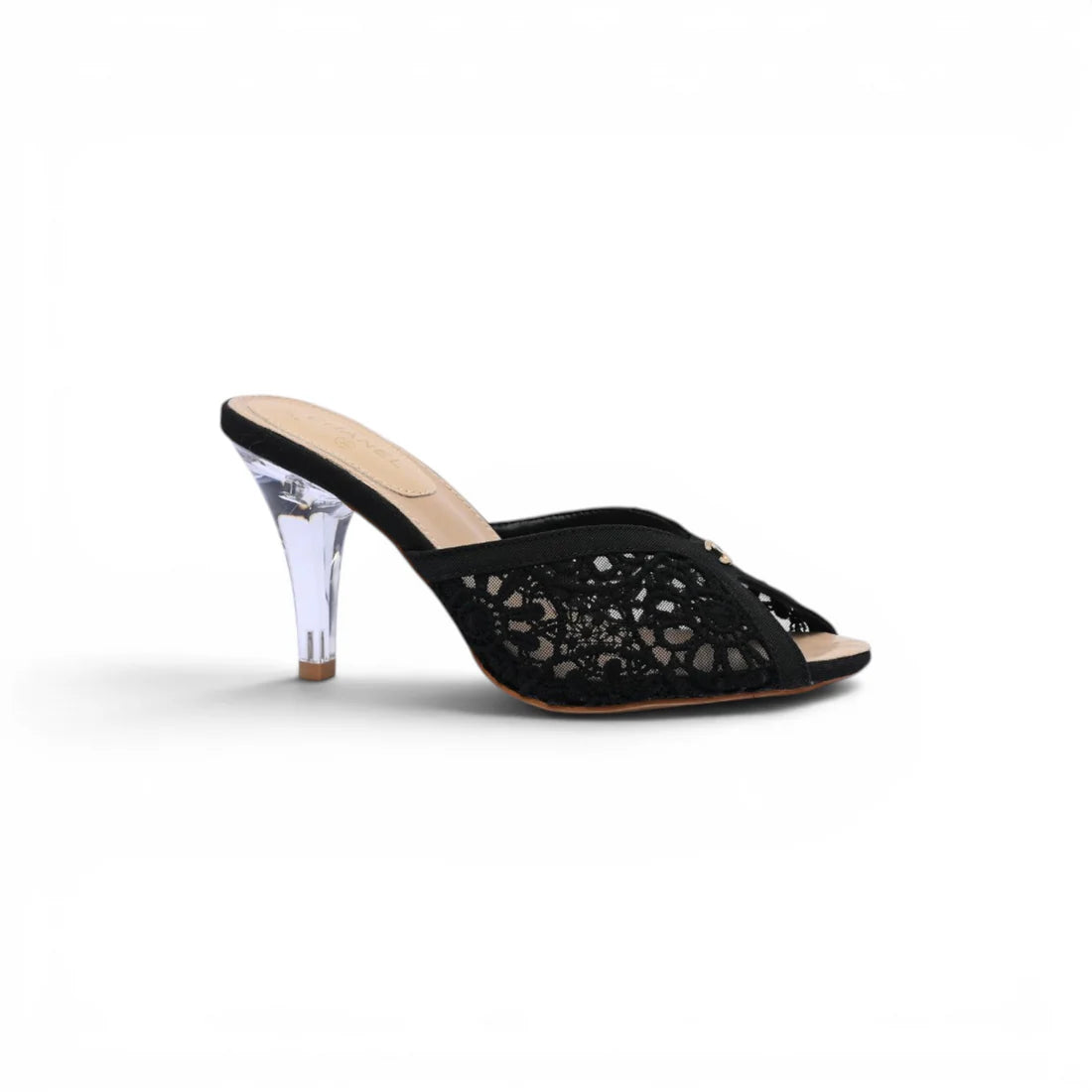 Chanel Designer Slide Chunky Block Heel Sandal with Woman 898-6 Black