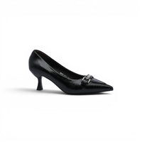 Pointed Stiletto Heel Shoes In Faux buckle Woman 25252 Black