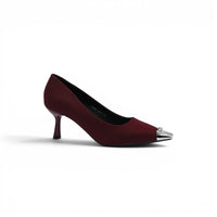 Pointed Stiletto Heel Shoes In Faux Suede Crystal embellished Pump Woman 25091 Burgundy