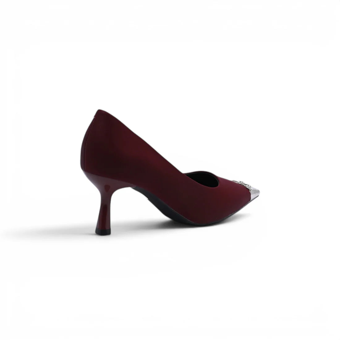 Pointed Stiletto Heel Shoes In Faux Suede Crystal embellished Pump Woman 25091 Burgundy