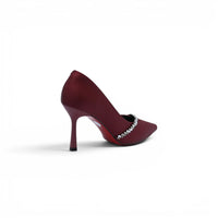 Pointed Stiletto Heel Shoes In Faux Suede Crystal embellished Pump Woman 25255 Burgundy
