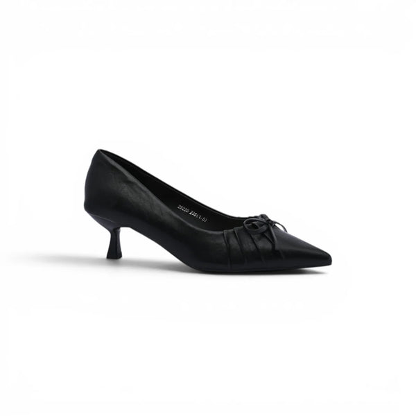 Pointed Stiletto Heel Shoes In Faux Woman 25235 Black