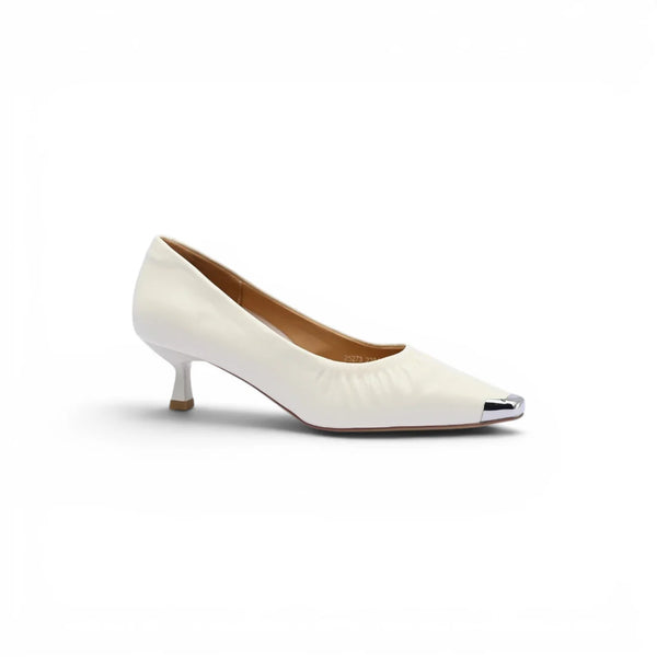 Pointed Stiletto Heel Shoes In Faux Woman 25273 Beige