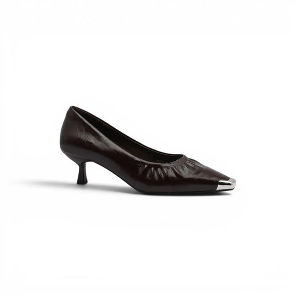 Pointed Stiletto Heel Shoes In Faux Woman 25273 Coffee