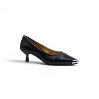 Pointed Stiletto Heel Shoes In Faux Woman 25273 Black