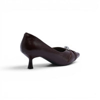 Pointed Stiletto Heel Shoes In Faux Woman 25298 Coffee