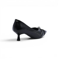 Pointed Stiletto Heel Shoes In Faux Woman 25298 Black