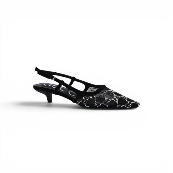 Gucci Luxury Slingback Sandals Mongoram Woman 1086 Black