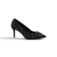 Valentino Garavani V Logo Crystal Embellished Heels Woman 1554 Black