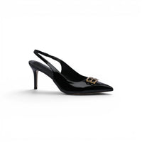 Balenciaga Square Knife BB Slingback Pumps Open Back 8812-5 Black
