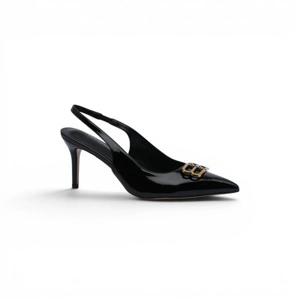 Balenciaga Square Knife BB Slingback Pumps Open Back 8812-5 Black