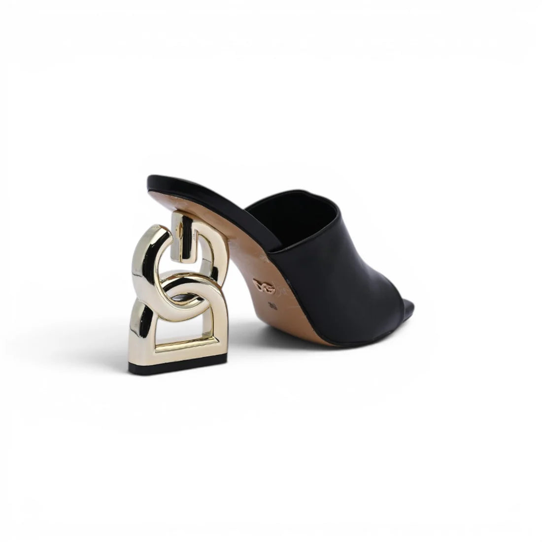 Dolce & Gabbana Patent Leather Sandals Mules with Heel DG Woman 202-1 Black