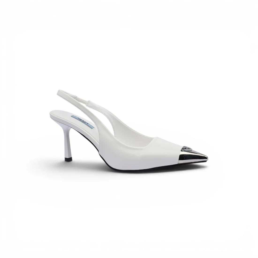 Prada Metallic leather slingback pumps for Women 127-1B White