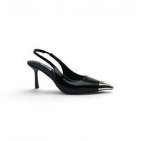 Prada Metallic leather slingback pumps for Women 127-1B Black