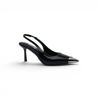 Prada Metallic leather slingback pumps for Women 127-1B Black