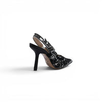 Dior Goolita Bow Crystal Mesh Mule Heels for Women 1688-2 Black&White