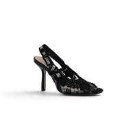 Dior Goolita Bow Crystal Mesh Mule Heels for Women 1688-2 Black