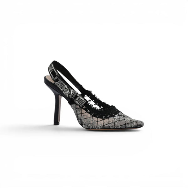 Dior Goolita Bow Crystal Mesh Mule Heels for Women 1688-2 Black&Gold