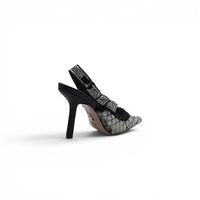Dior Goolita Bow Crystal Mesh Mule Heels for Women 1688-2 Black&Gold