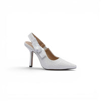 Dior Goolita Bow Crystal Mesh Mule Heels for Women 1688-1 White